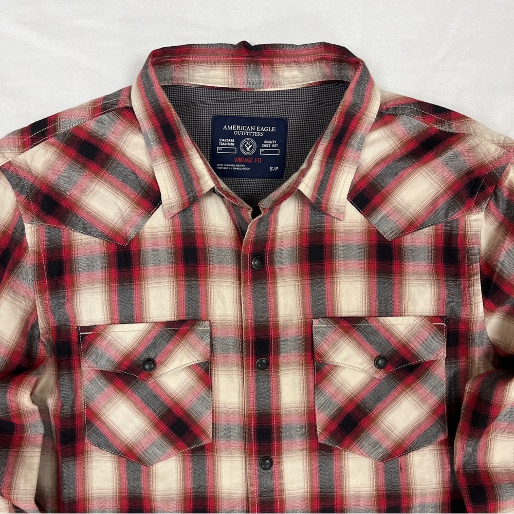 American Eagle Western Button Down Plaid Shirt Vi… - image 4